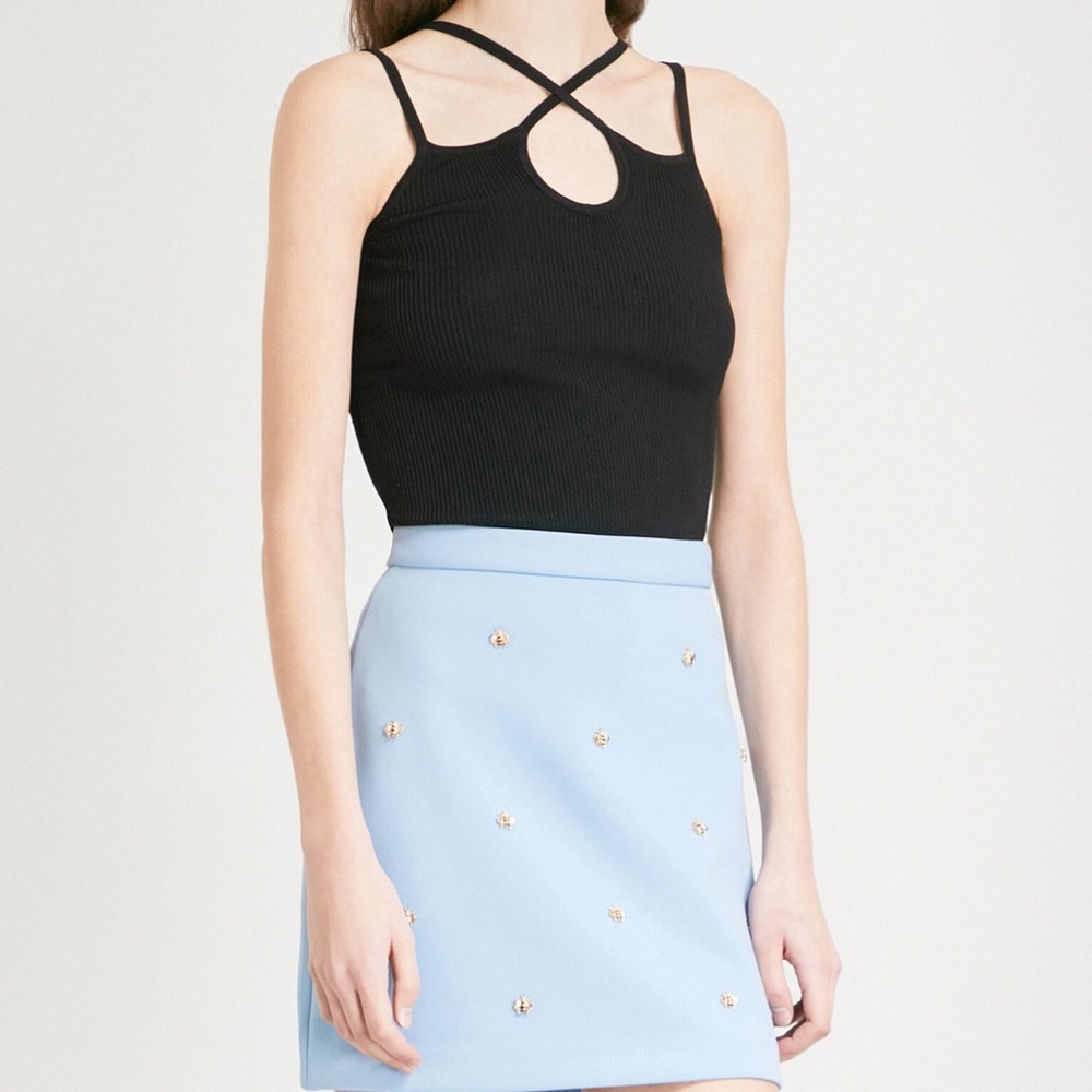 Maje Maliane Rib Knitted Top In Black b3a